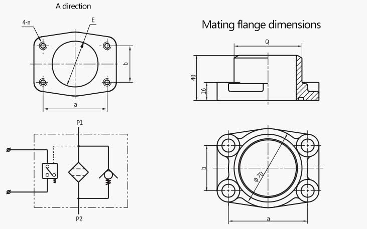 RFA series micro direct return oil filter flange connection Size