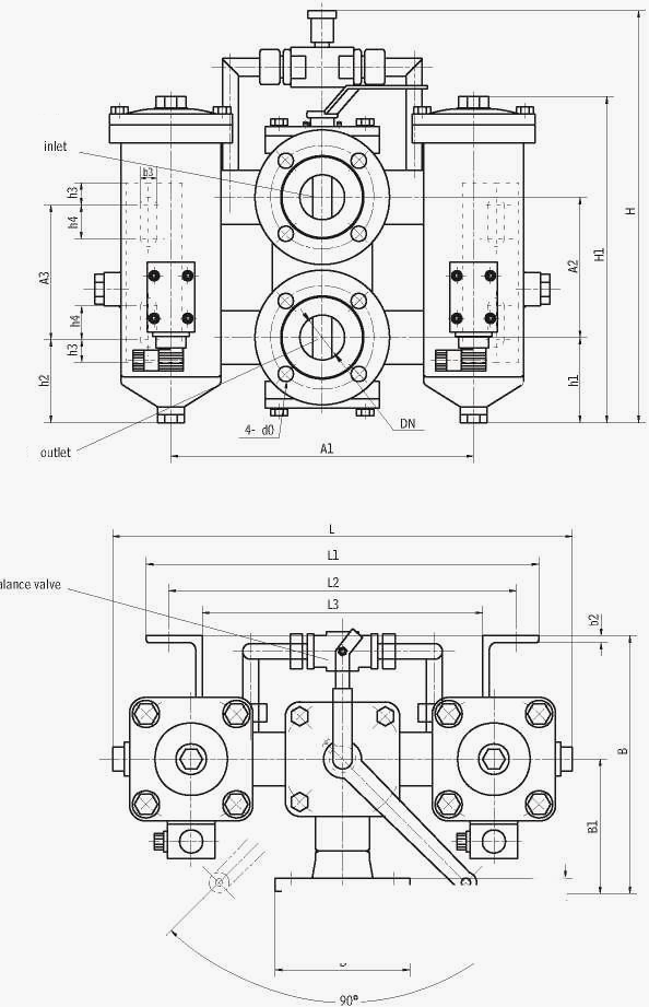 SRLF series double barrel oil return pipeline filter connection Size