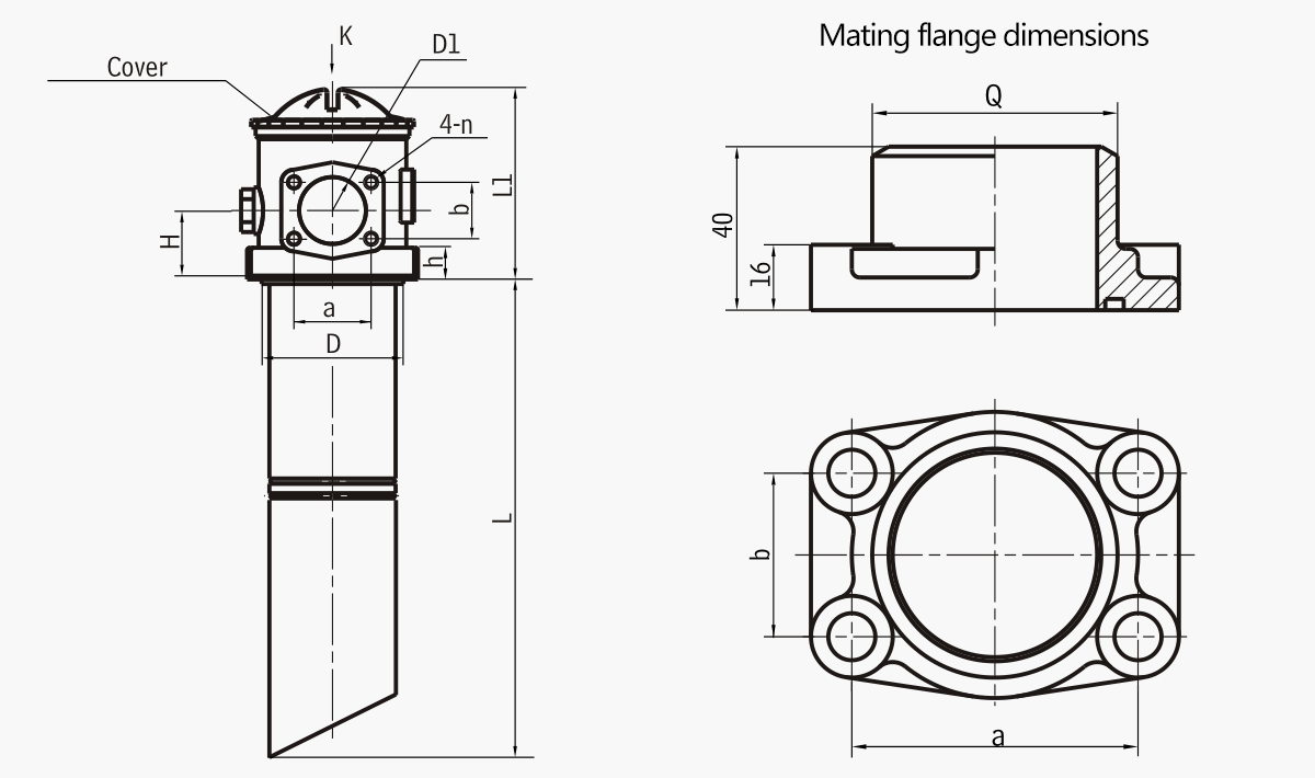 TFA series oil suction filter Flanged Connection