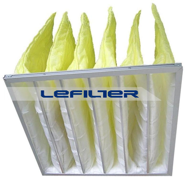 chemical fiber filtering media F8 class pleated bag filter