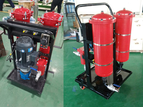 Portable waste hydraulic oil filter unit to remove water and
